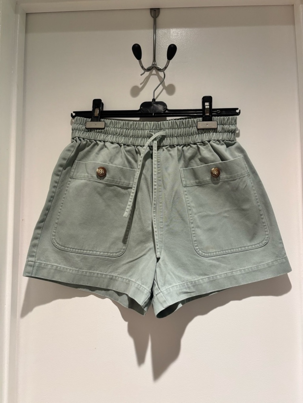 & other stories Drawstring Cotton Shorts in Sage Green Size S
